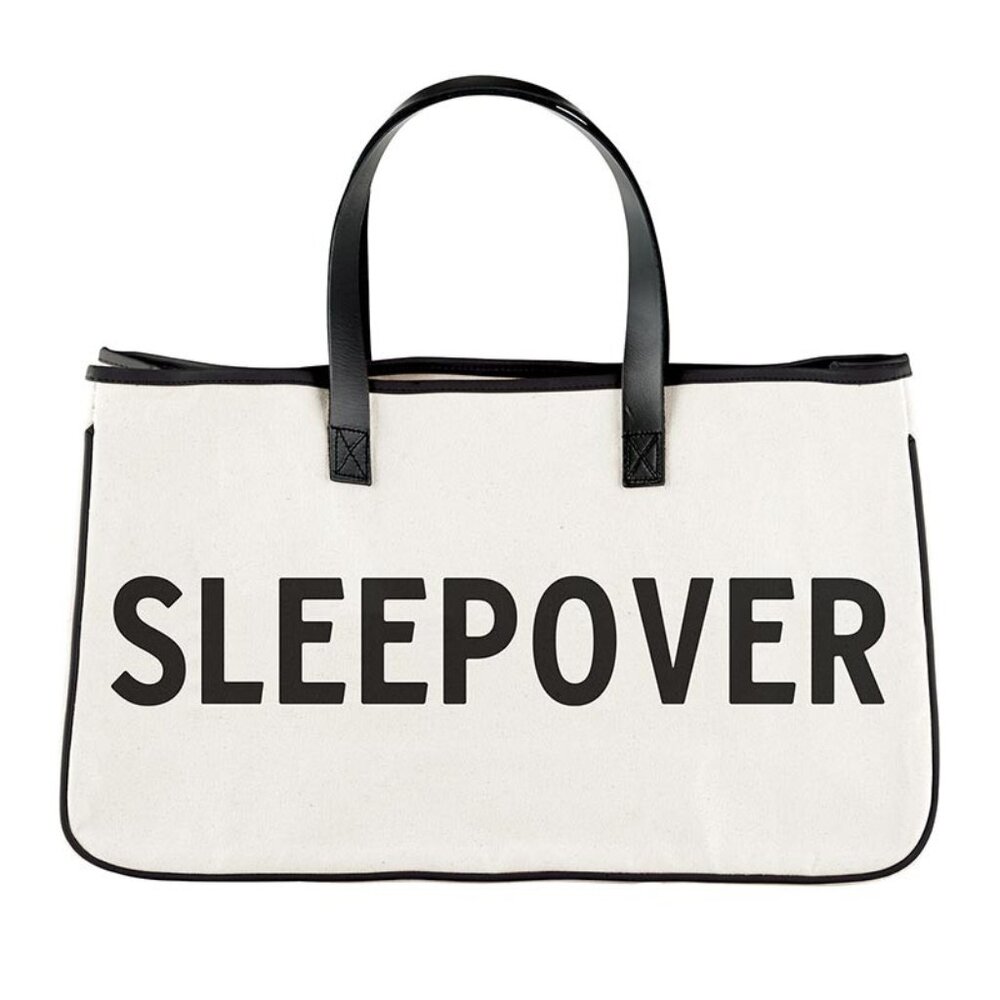 SB DESIGNS "SLEEPOVER" CANVAS/LEATHER TOTE/NWT